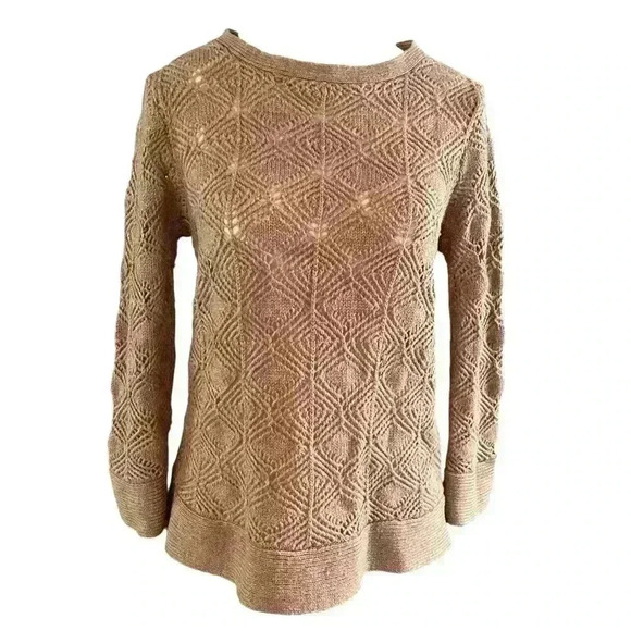 J. Crew Crochet Sweater Long Sleeve Round Neck Wool Alpaca Womens Size Large - Picture 1 of 9